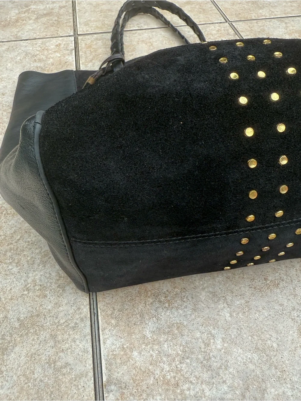 Kempton & Co.  Black Tote Bag with Gold Stud Accent - Women Bags